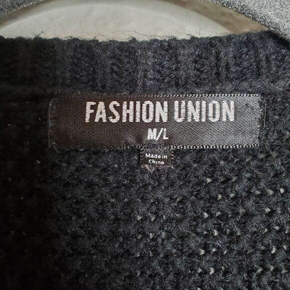 Black + White Striped  Open Front Fringe Poncho Cardigan M/L Boho Fall Layering - Picture 13 of 15